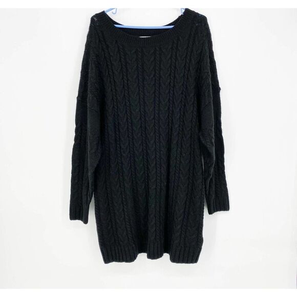 BB Dakota Steve Madden Black Wool Blend Cable Knit Sweater Size Small - Picture 1 of 6
